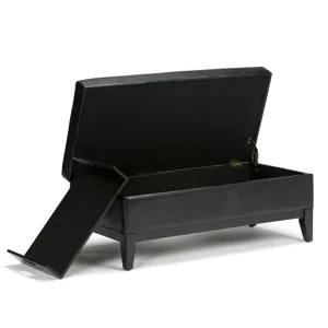 Oregon - Storage Ottoman Bench with Tray - Midnight Black