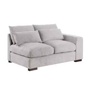 Tatman - Linen Blend Sectional With 2 Ottomans - Light Gray