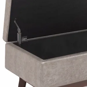 Owen - Small Rectangular Storage Ottoman - Distressed Grey Taupe