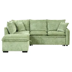 Convertible Sofa Bed Sectional Sofa Sleeper L-Shaped Sofa With A Storage Ottoman, Two Pillows, Two P