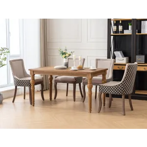 Ultra Side Dining Chair, Thickened Fabric Chairs With Neutrally Toned Solid Wood Legs, Bronze Nail H