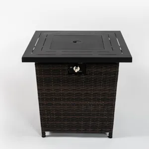 28\" Wicker Square Fire Pit Table - Black Brown