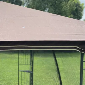 Patio Double Roof Gazebo Replacement Canopy Top Fabric - Brown