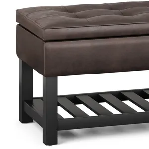 Cosmopolitan - Storage Ottoman Bench with Open Bottom - Distressed Brown