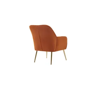 Modern Mid-Century Chair Velvet Sherpa Armchair For Living Room Bedroom Office - Orange