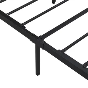 Full Size Metal Platform Bed Frame With Wooden Headboard And Footboard With USB Liner, No Box Spring