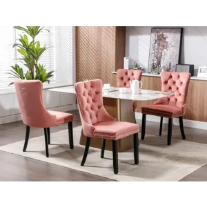 Nikki - Modern, High-End Tufted Solid Wood Contemporary Velvet Upholstered Dining Chair With Wood Le