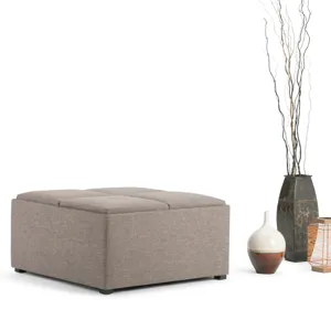 Avalon - Square Coffee Table Storage Ottoman - Fawn Brown