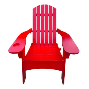 Outdoor Or Indoor Adirondack Chair With An Hole To Hold Umbrella On The Arm - Red