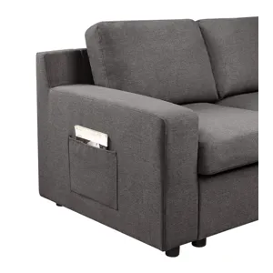 Waylon - 7-Seater U-Shape Sectional Sofa Chaise With Pocket - Gray