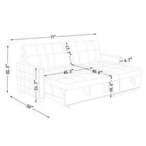 Reversible Sectional Storage Sleeper Sofa Bed, L-Shape 2 Seat Sectional Chaise With Storage, Skin-Fe