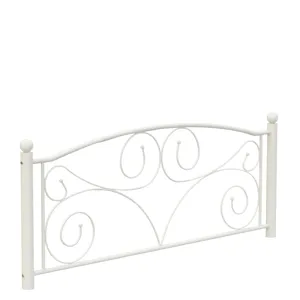 Full Unique Flower Sturdy System Metal Bed Frame With Headboard And Footboard - White