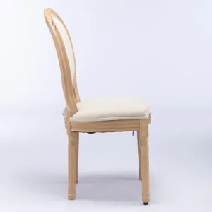 French Style Solid Wood Frame Antique Painting Linen Fabric Back Dining Chair (Set of 2) - Beige