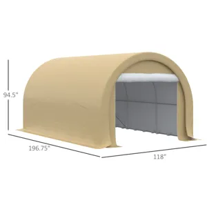 Outsunny - 10\' x 16\' Carport, Heavy Duty Portable Garage Storage Tent With Large Zippered Door, An