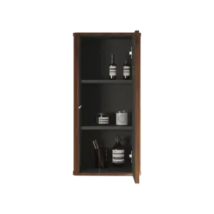 Striped Walnut Bathroom Floating Side Cabinet, Wall-Mounted Storage Cabinet For Small Spaces - Walnu