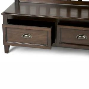 Burlington - Entryway Storage Bench with Drawers - Mahogany Brown