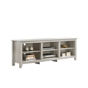 Benito - Wide TV Stand With Open Shelves And Cable Management - Dusty Gray