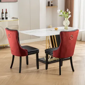 Nikki - Modern, High-End Tufted Solid Wood Contemporary PU And Velvet Upholstered Dining Chair With 