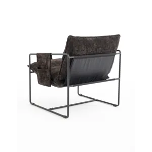 Upholstered Hanging Armchair With Arm Pocket Metal Frame (Set of 2), Crushed Foam Cushions And Skin-