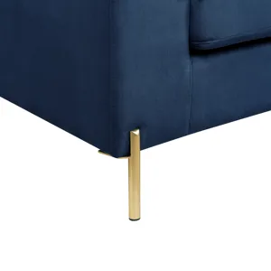 Shannon - Velvet Sectional Sofa With Chaise - Blue