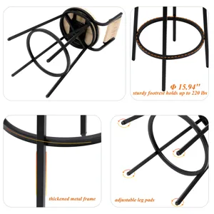 Bar Stools Swivel Counter Chairs With Metal Frame (Set of 2) Hand Woven Paper Rope Dining Barstools 