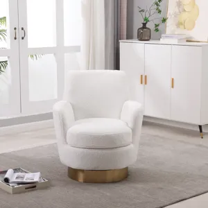 Teddy Swivel Barrel Chair, Swivel Accent Chairs Armchair For Living Room, Reading Chairs For Bedroom