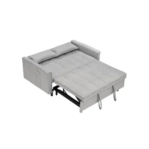 Two-Seat Casual Sofa With Pull Out Bed, Living Room Furniture - Light Gray