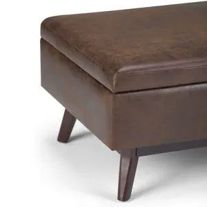 Owen - Coffee Table Storage Ottoman - Distressed Chestnut Brown