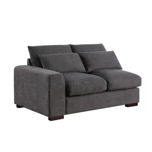 Tatman - Linen Blend Sectional With 2 Ottomans - Dark Gray