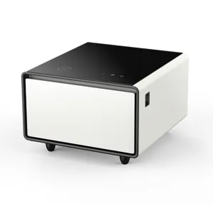 Modern Smart Side Table With Built-In Fridge, Wireless Charging, Temperature Control, Power Socket, 