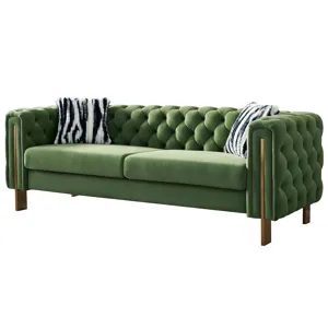 Chesterfield - Modern Tufted Velvet Living Room Sofa, 84.25\'\'W Couch - Mint Green