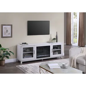Summit - TV Stand Console With Fireplace - White Walnut Finish