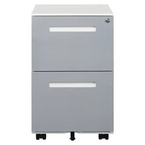 3 Drawer Mobile Locking File Cabinet, Rolling Filing Cabinet For Letter / A4 Size With 5 Wheels - Gr