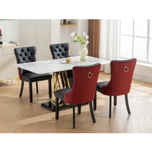 Nikki - Modern, High-End Tufted Solid Wood Contemporary PU And Velvet Upholstered Dining Chair With 
