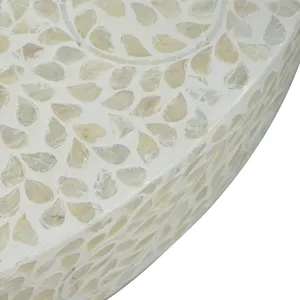 Unique Capiz Coffee Table With Pedestal Base - Cream / Gold