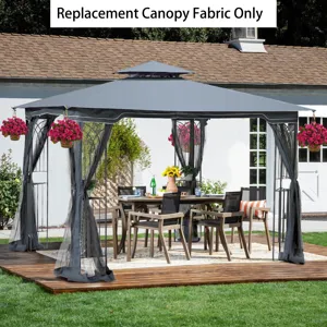 Patio Double Roof Gazebo Replacement Canopy Top Fabric - Gray
