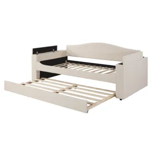 Twin Size Upholstered Daybed With Storage Armrests, Trundle And Latest Integrated Bluetooth Audio Sy