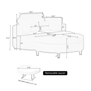 Corduroy Sofa With Two Throw Pillows, A Waist Pillow And An Extra Tray Is Comfortable For A Small Ap