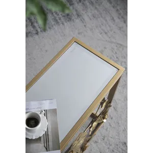Console Table With Mirrored Glass Top, Modern Entryway Table For Living Room Foyer Entryway - Gold