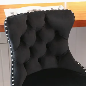 Swivel Velvet Barstools Adjusatble Seat Height From 25-33\", Modern Upholstered Chrome Base Bar Stoo