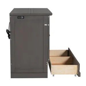 Full Solid Pine Murphy Bed Chest Cube Cabinet Bed With Charging Station And Large Storage Drawer For