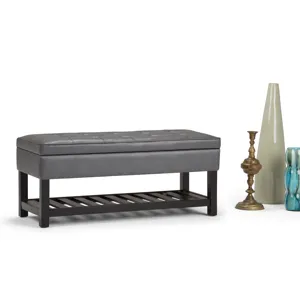 Cosmopolitan - Storage Ottoman Bench with Open Bottom - Stone Grey