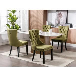 Nikki - Modern, High-End Tufted Solid Wood Contemporary Velvet Upholstered Dining Chair With Wood Le