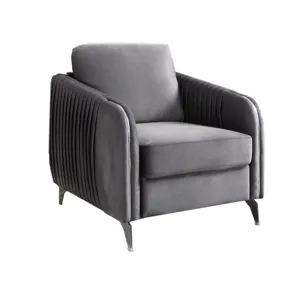 Hathaway - Velvet Modern Chic Accent Armchair - Gray