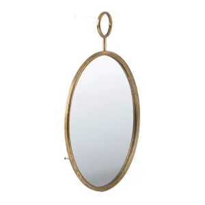 Circle Wall Mirror With Iron Frame, Accent Mirror For Living Room, Entryway, Office - Gold