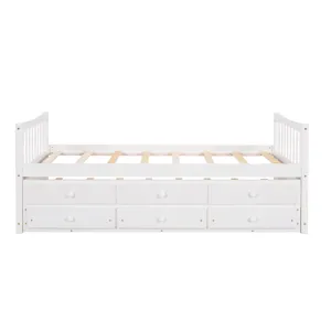 Twin Size Daybed With Trundle And Drawers - White