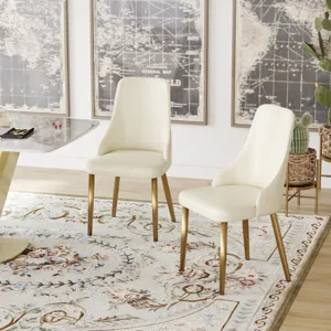Modern PU Sponge-Filled Dining Chair, Solid Wood Metal Legs, Suitable For Restaurants, Living Rooms 