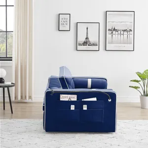 Modern Convertible Sleeper Sofa Couch With Pull Out Bed With Pillows & Side Pockets For Small Space,