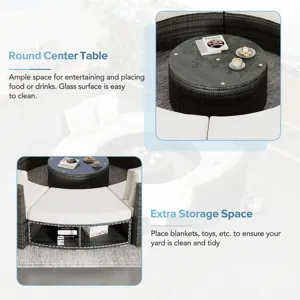 Outdoor Patio Furniture Luxury Circular Sofa Set Rattan Wicker Sectional Sofa Lounge Set With Temper