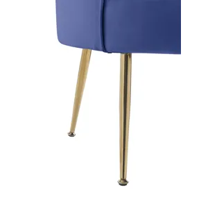 Angelina - Velvet Scalloped Back Barrel Accent Chair With Metal Legs - Blue